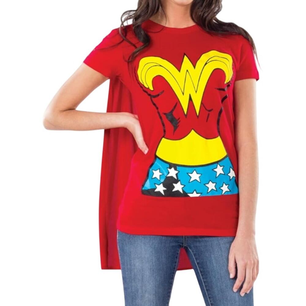 Delta Pro DC Comics Wonder Woman Costume Small Cape Graphic Print T-Shirt Red